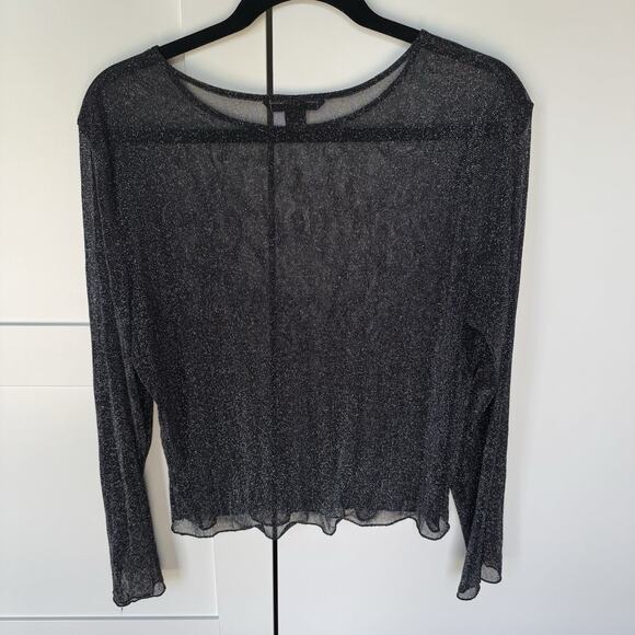 VICTORIA’S‎ SECRET Sheer Black Glitter Mesh Long Sleeve M/L Romantic Sexy Sheer - Picture 7 of 9